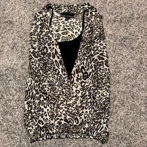 Isabella Rodriguez Leopard Print Blouse with Built-In Cami
